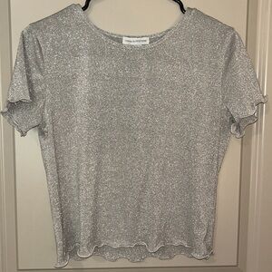 Urban Outfiters Shimmery Lettuce Hem Cropped T shirt